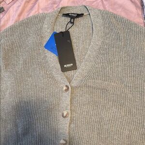Hudson Jeans Gray Ribbed Cardigan Sweater